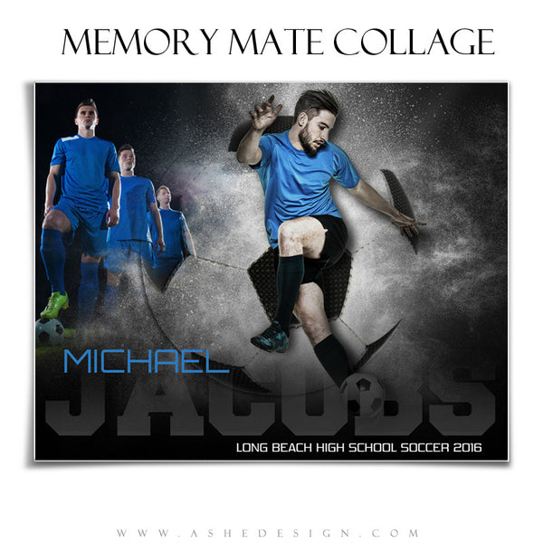 Ashe Design | 8x10 Memory Mate | Photoshop Templates | Powder Explosion Soccer hz