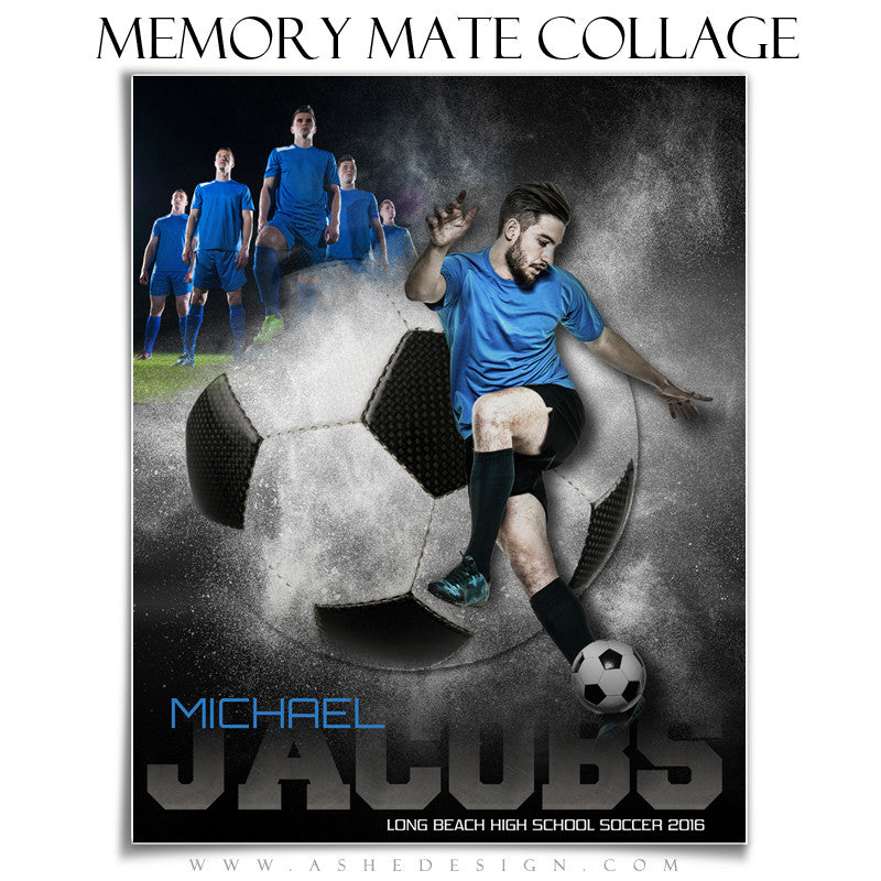 Ashe Design | 8x10 Memory Mate | Photoshop Templates | Powder Explosion Soccer vt