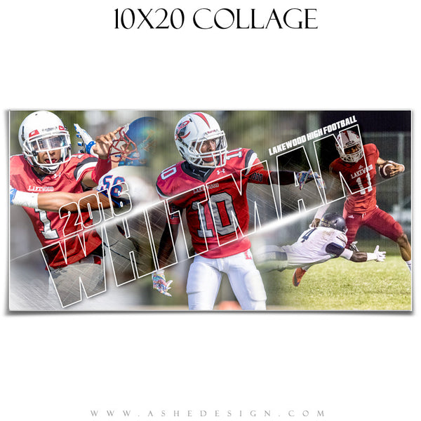 Ashe Design | Amped Sports Collage | 10x20 | Scratched Surface