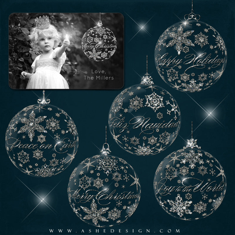 Ashe Design | Designer Gems - Holiday Greeting Glass Ornaments