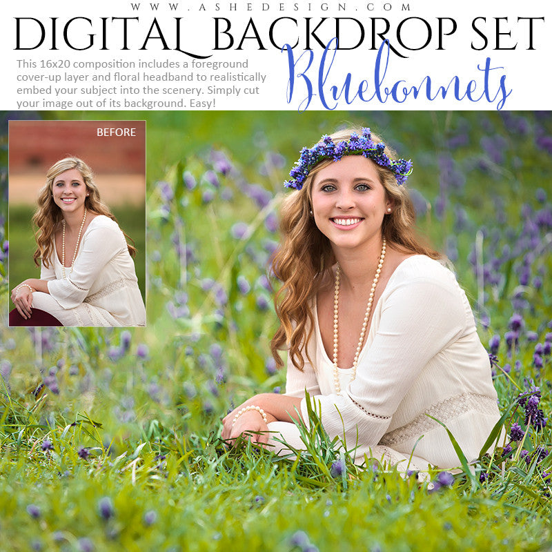 Ashe Design | Digital Backdrop Set | Bluebonnets