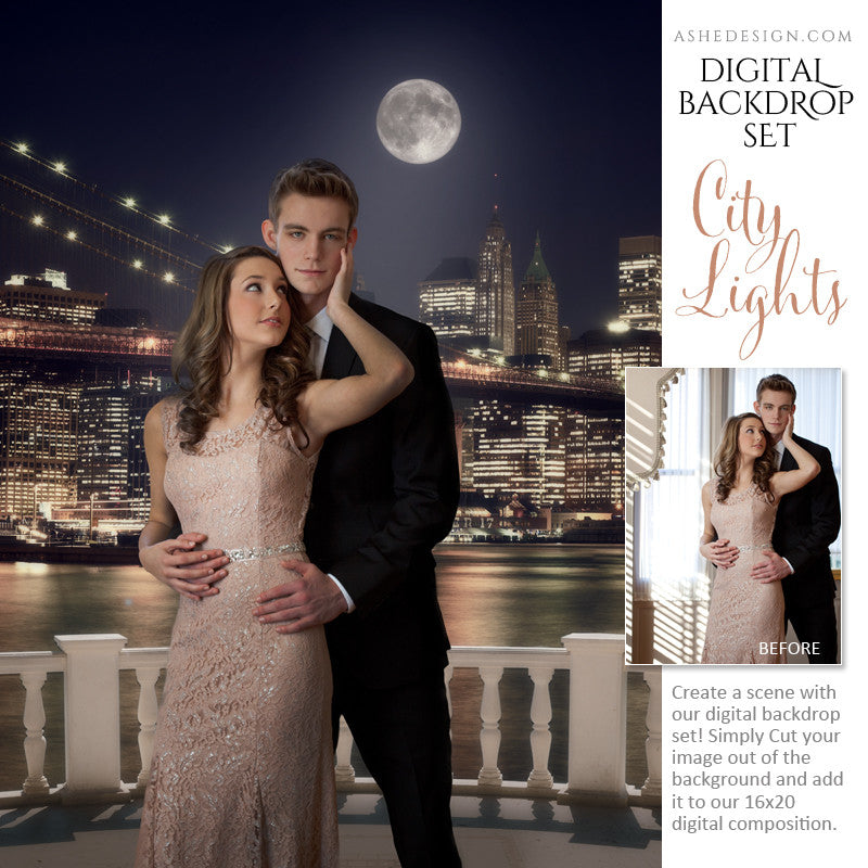 Ashe Design | Digital Backdrops | 16x20 | City Lights