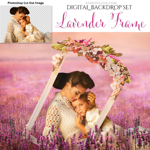 Ashe Design | Photoshop Template | Digital Backdrop Set | 11x14 | Lavender Frame