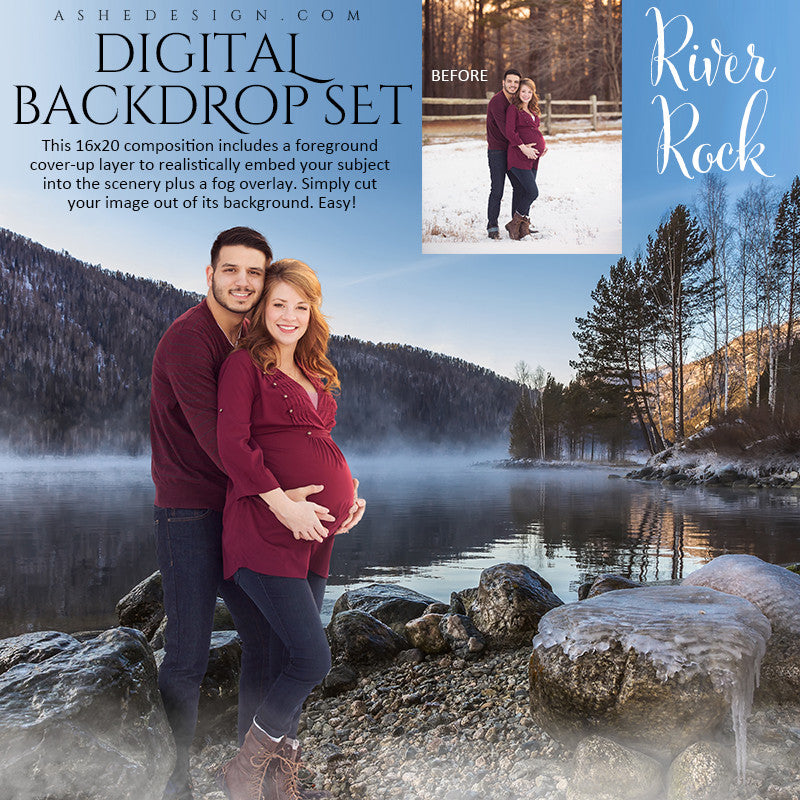 Ashe Design | Digital Backdrop Set | River Rock
