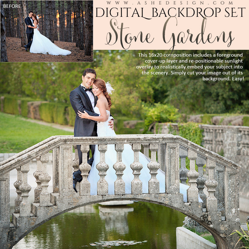 Ashe Design | Digital Backdrop Set | Stone Gardens