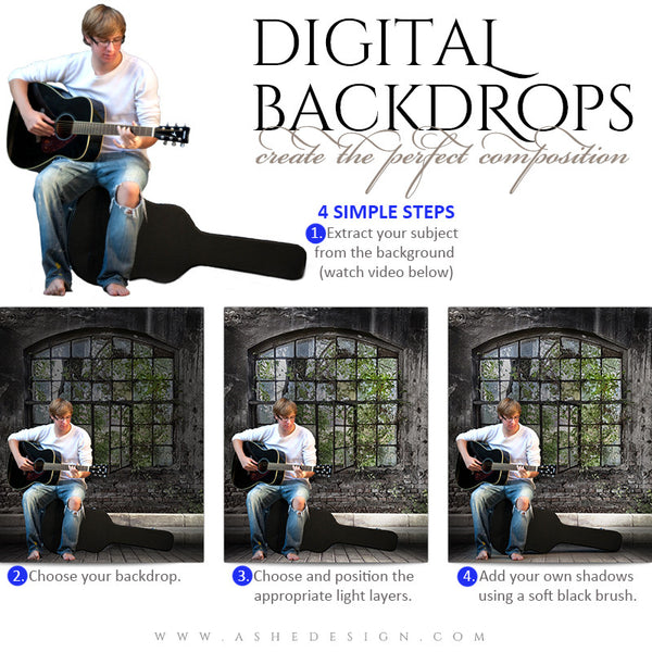 Ashe Design | Digital Backdrops | 16x20 | Stone Window