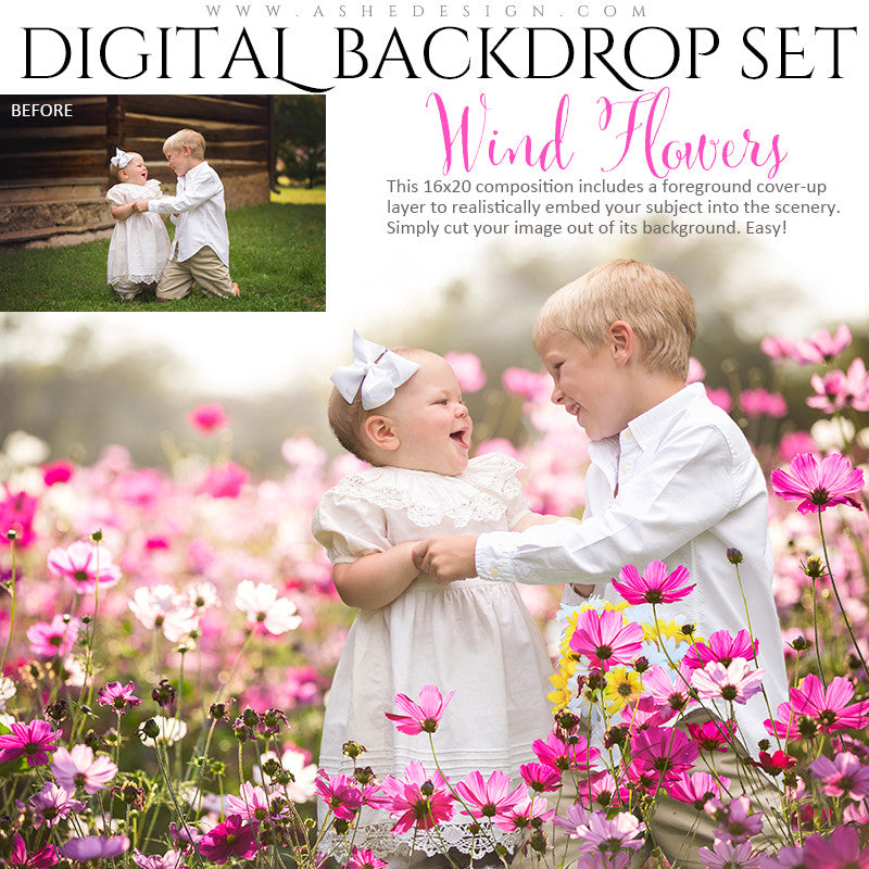 Ashe Design | Digital Backdrops | Wind Flowers