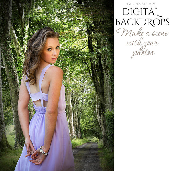 Ashe Design | Digital Backdrops | Wooded Lane example