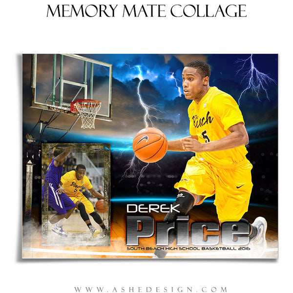 Ashe Design | 8x10 Memory Mate | Photoshop Templates | Lightning Strikes Basketball hz