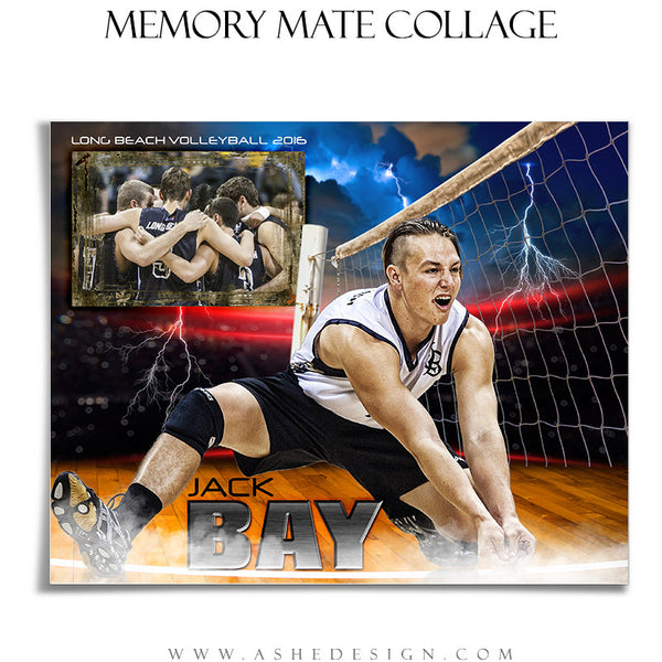 Ashe Design | 8x10 Memory Mate | Photoshop Templates | Lightning Strikes Volleyball hz