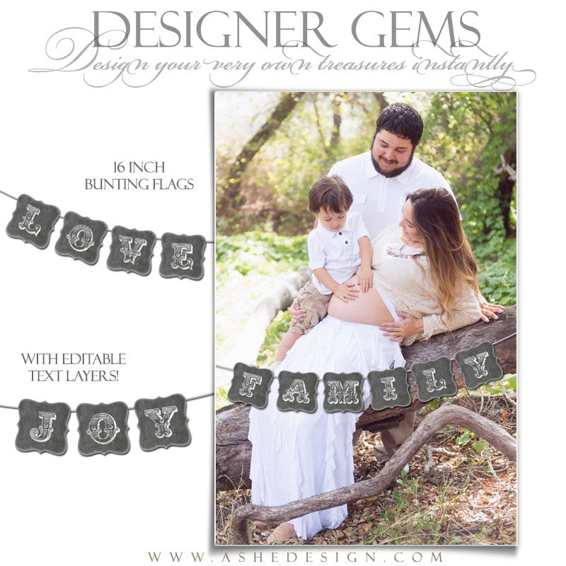 Customizable Designer Gems | Chalkboard Bunting Flags