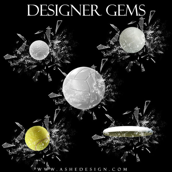 Ashe Design | Digital Overlays | Shattered Sports Elements2 set