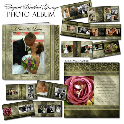 Ashe Design | Photo Book Template 12x12 | Elegant Brushed Grunge