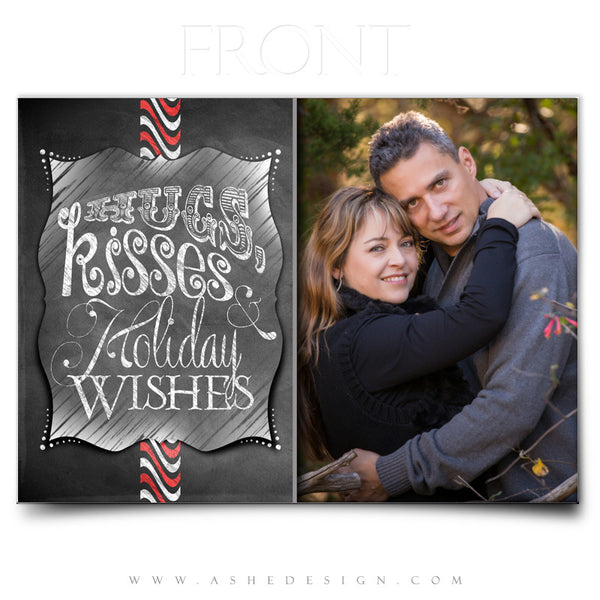 5x7 Flat Christmas Card - Chalkboard Hugs & Kisses
