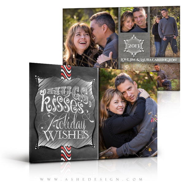 5x7 Flat Christmas Card - Chalkboard Hugs & Kisses