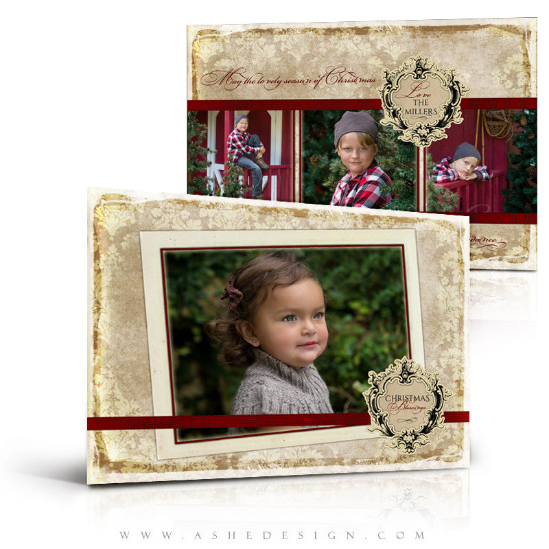 5x7 Flat Christmas Card - Vintage Holiday