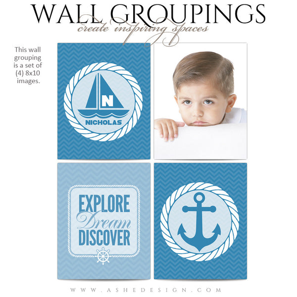 Wall Groupings Children Photography Templates | Nautical Theme full set