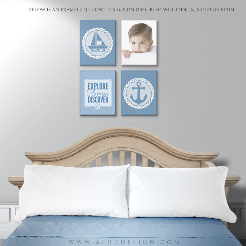 Wall Groupings Children Photography Templates | Nautical Theme
