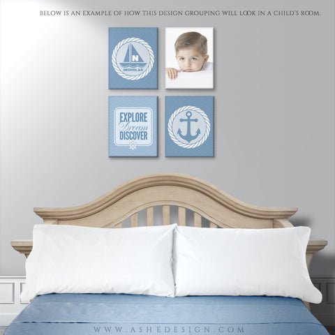 Wall Groupings Children Photography Templates | Nautical Theme