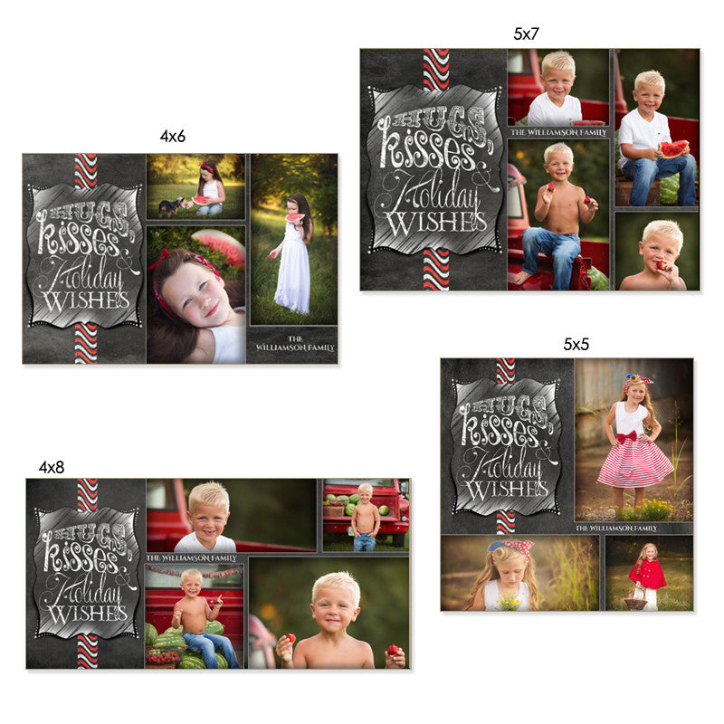 Christmas Photo Card Set | Chalkboard Hugs & Kisses