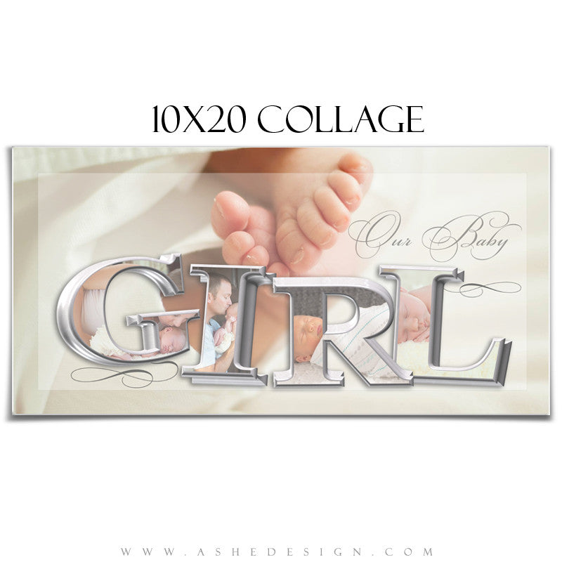 It's A Girl 3D Collage 10x20 web display