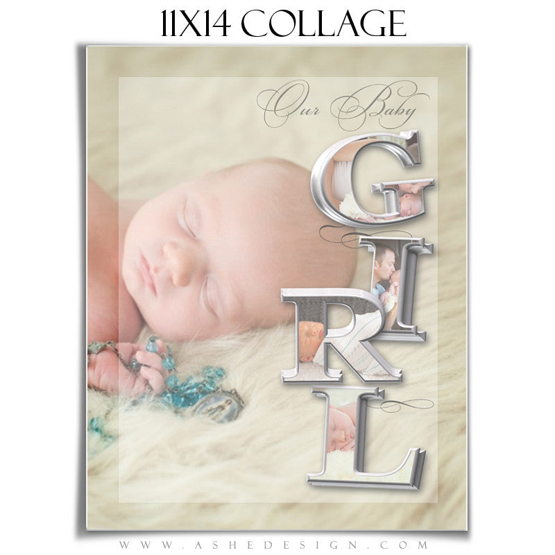 It's A Girl 3D Collage 11x14 web display