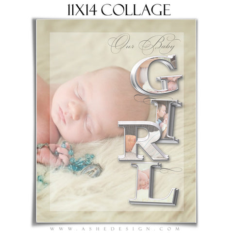 It's A Girl 3D Collage 11x14 web display