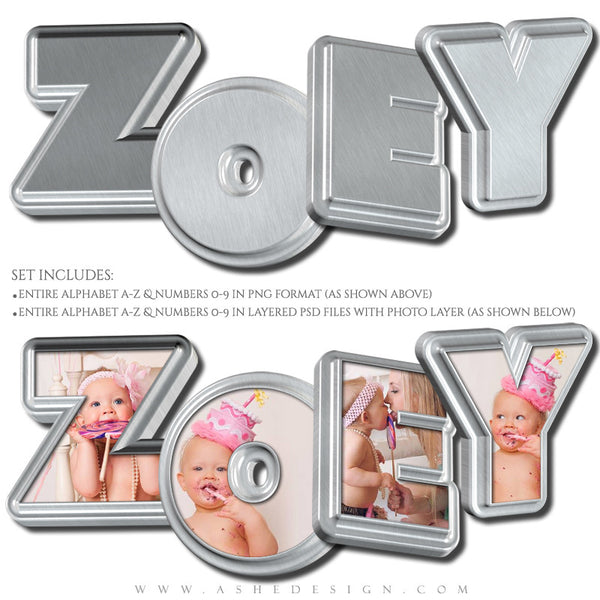 Designer Gems - 3D Alphabet - Stainless Steel example web display
