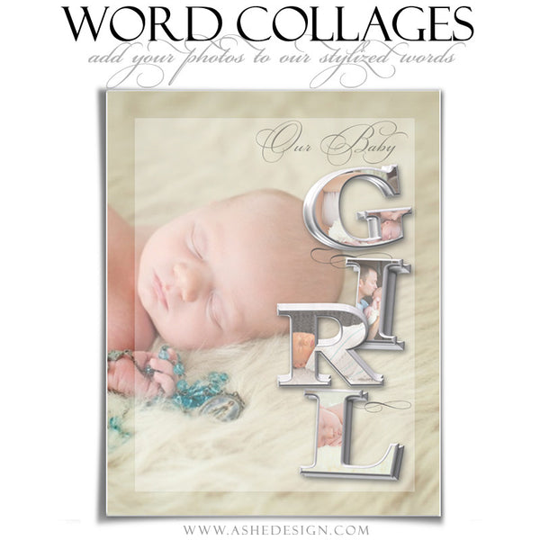 It's A Girl 3D Word Collage 11x14 web display