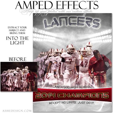 Ashe Design | Amped Effects Sports Templates | Into The Light football web display