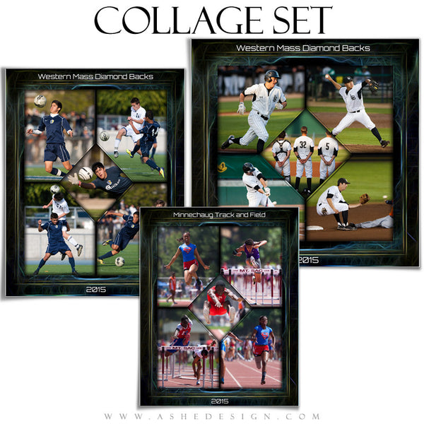 Sports Collage Set | Neon Framed
