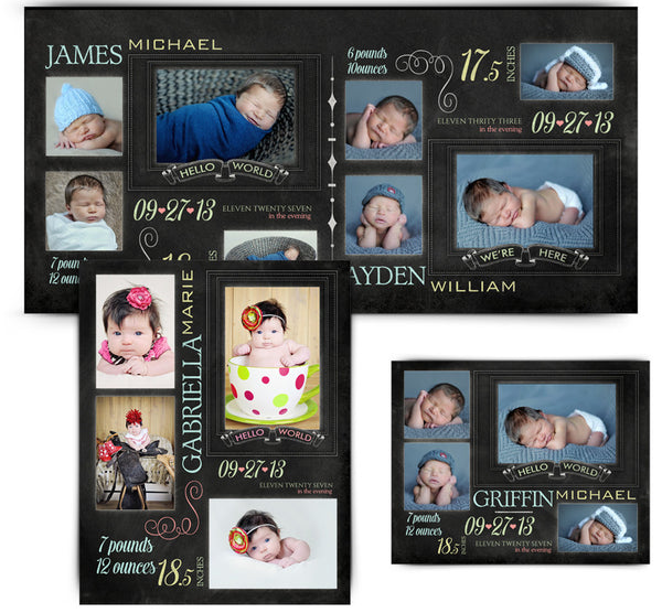 Chalkboard Babies Collage Set 8x10,11x14,10x20 full web display
