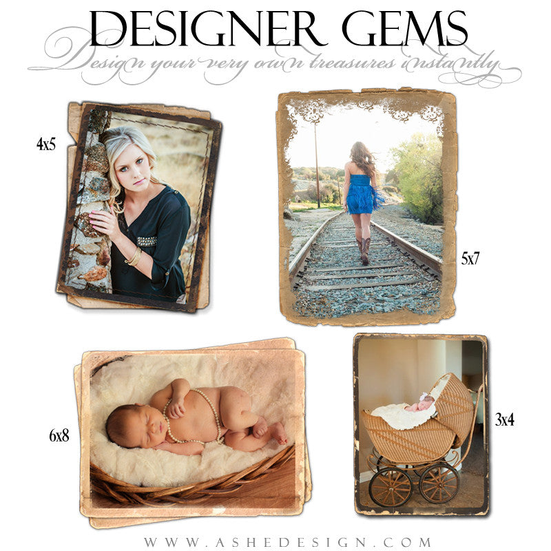 Designer Gems Vintage Paper Frames Full Set web display