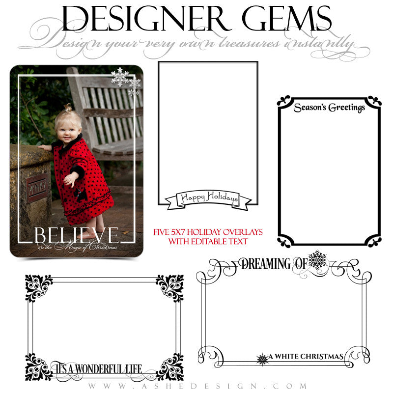 Designer Gems | 5x7 Holiday Overlays