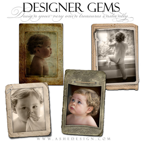 Designer Gems Photography Elements | Vintage Paper Frames Set 2