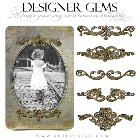 Antique Bronze Photo Holders - Designer Gems Full Set - Web display