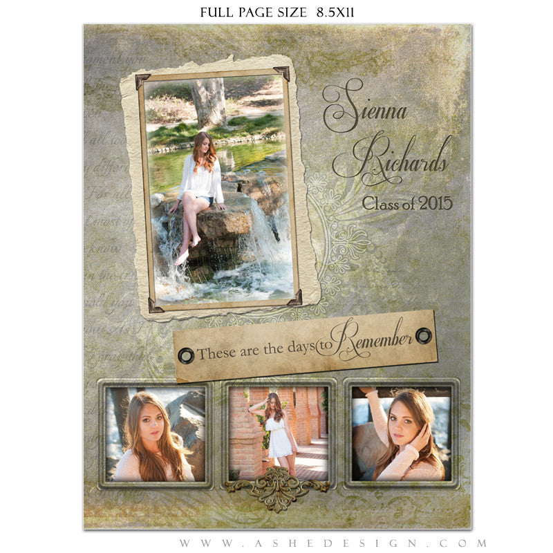 Senior Yearbook Ads for Photoshop | Days To Remember full page