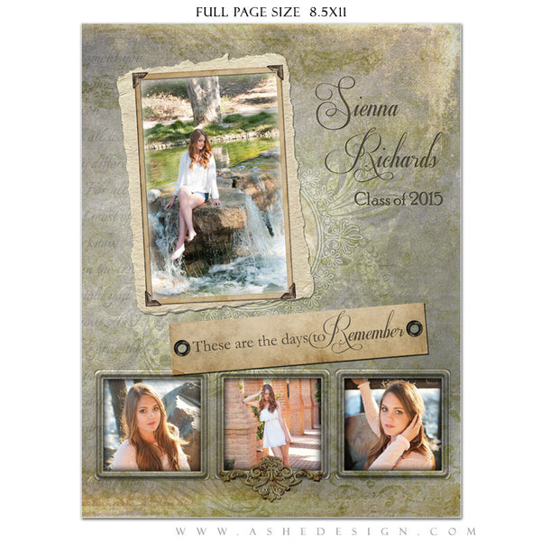 Senior Yearbook Ads for Photoshop | Days To Remember full page