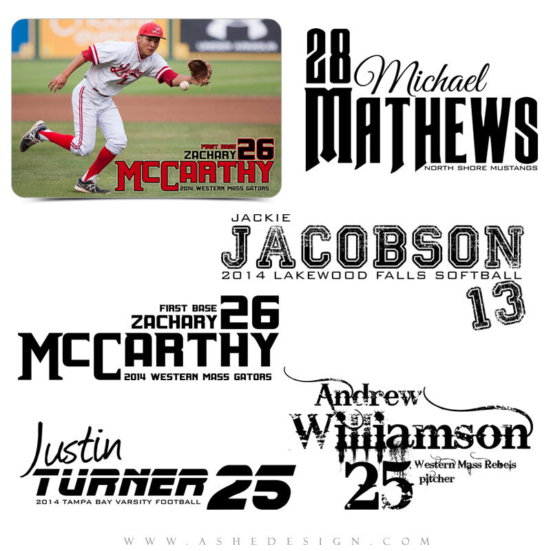 Ashe Design | Customizable Sports Word Art for Photoshop | MVP set