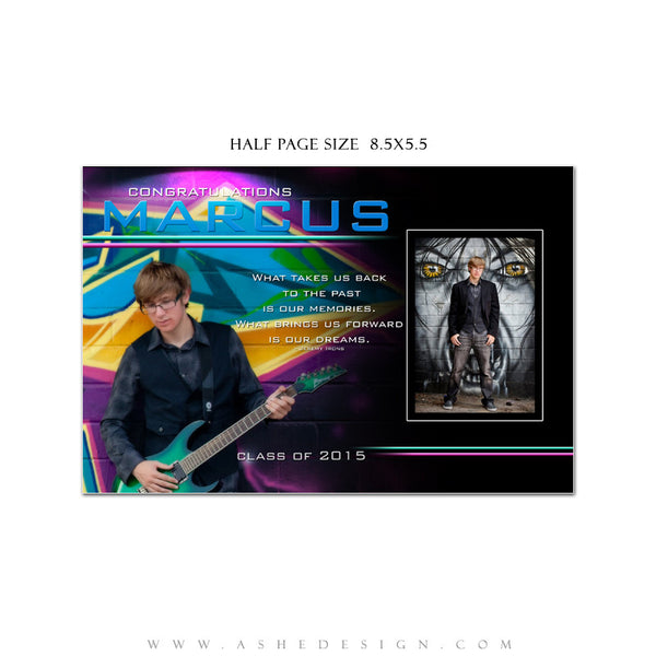 Senior Yearbook Ads for Photoshop | Streak Of Light half page