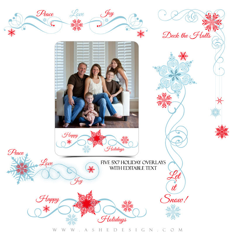 Designer Gems | 5x7 Holiday Overlays - Deck The Halls full set