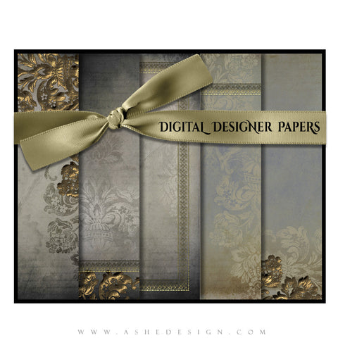 Digital Designer Papers | Platinum Filigree set