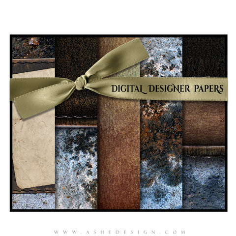 Digital Designer Papers | Leather Stitched set