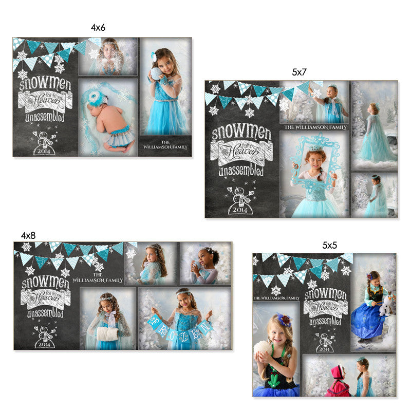Christmas Photo Card Templates | Chalkboard Snowmen