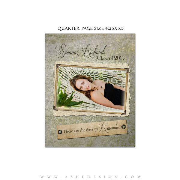 Senior Yearbook Ads for Photoshop | Days To Remember quarter page