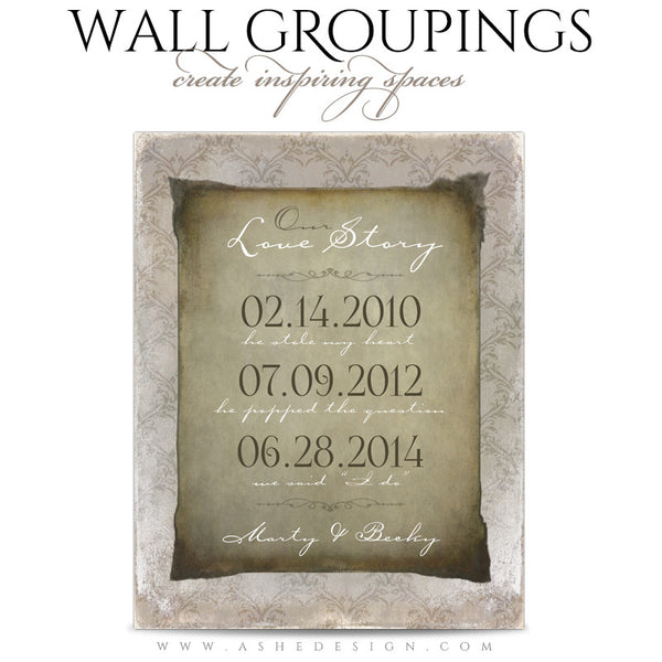 Ashe Design | Wall Groupings Weddings Photography Templates | Our Love Story1