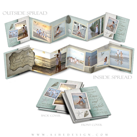 Ashe Design | Photoshop Template | 3x3 Accordion Mini Photo Book | By The Seashore