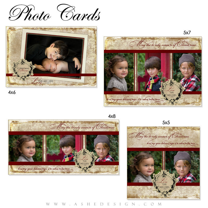 Vintage Holiday Photo Card Templates