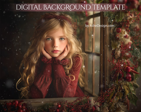 Digital Backdrop Set - Evergreen Window