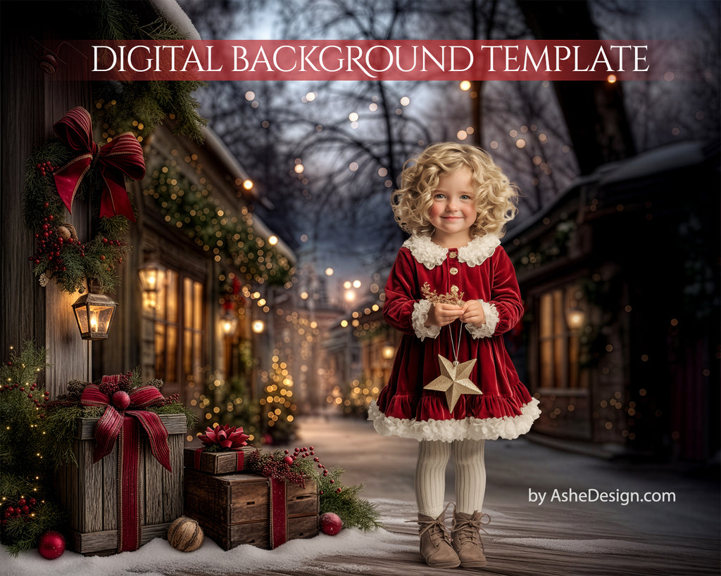 Digital Backdrop Set - Holiday Village
